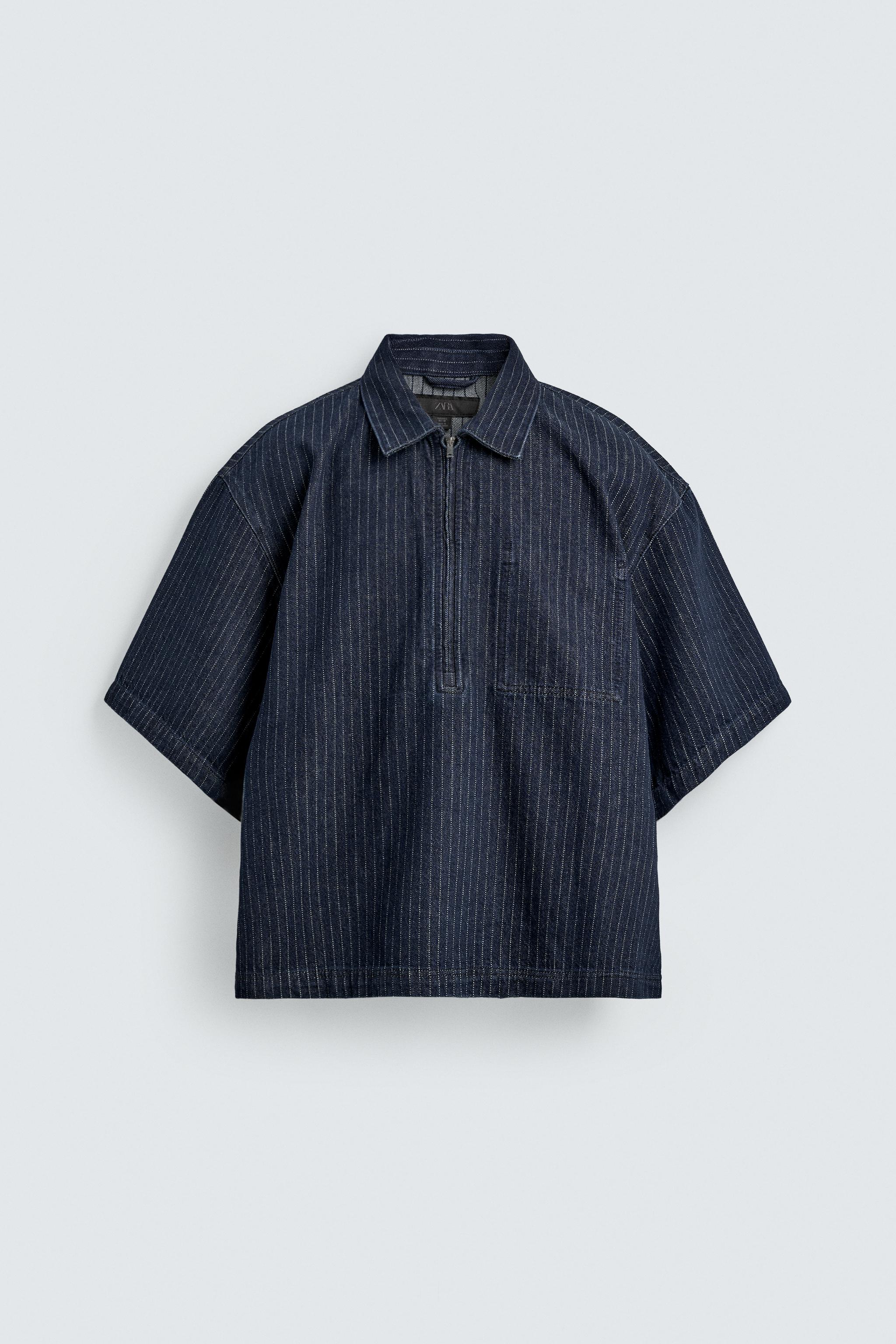 STRIPED DENIM POLO SHIRT